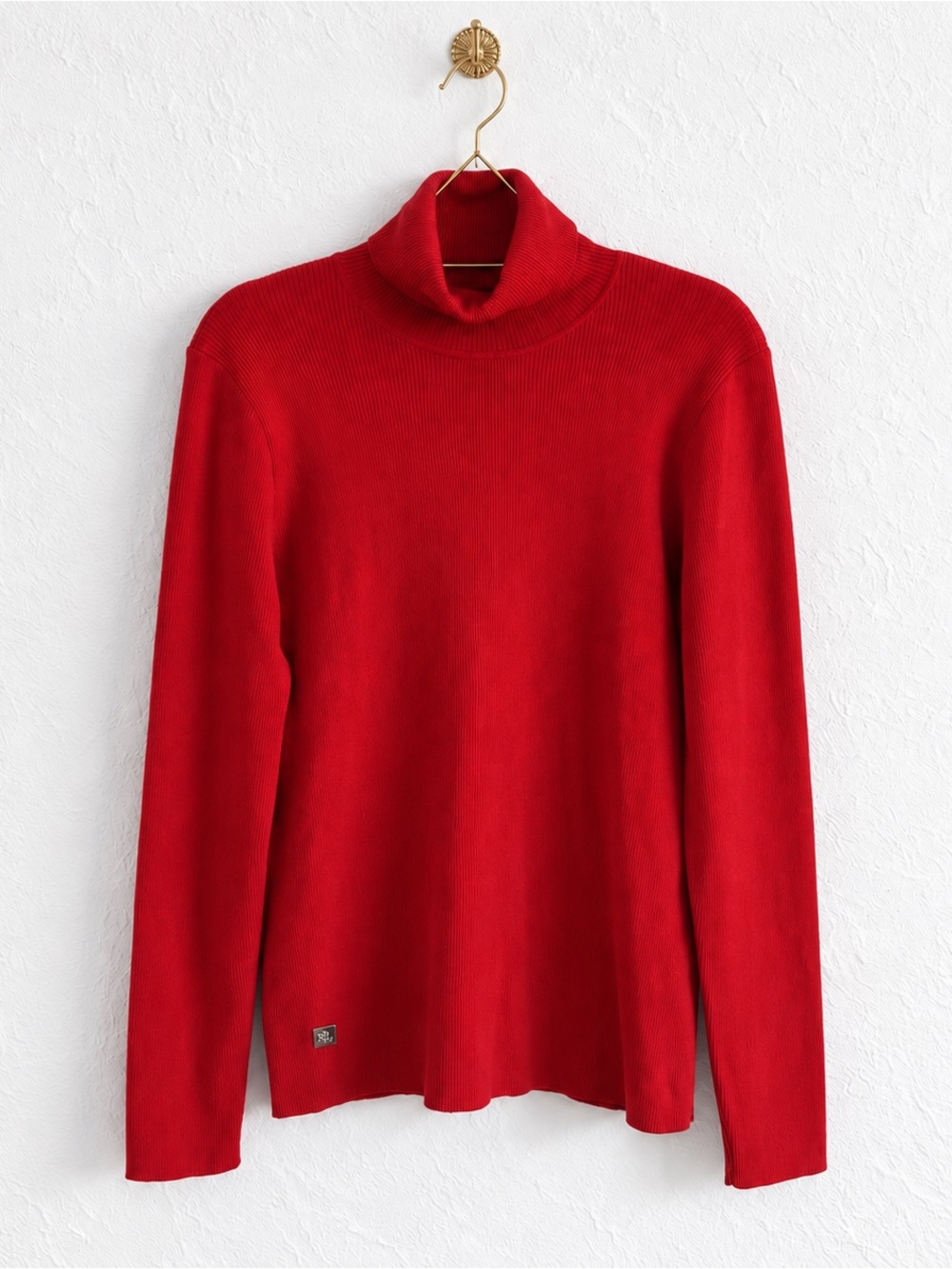 LAUREN RALPH LAUREN RED RIBBED TURTLENECK SWEATER TOP SZ XXL - Picture 2 of 4